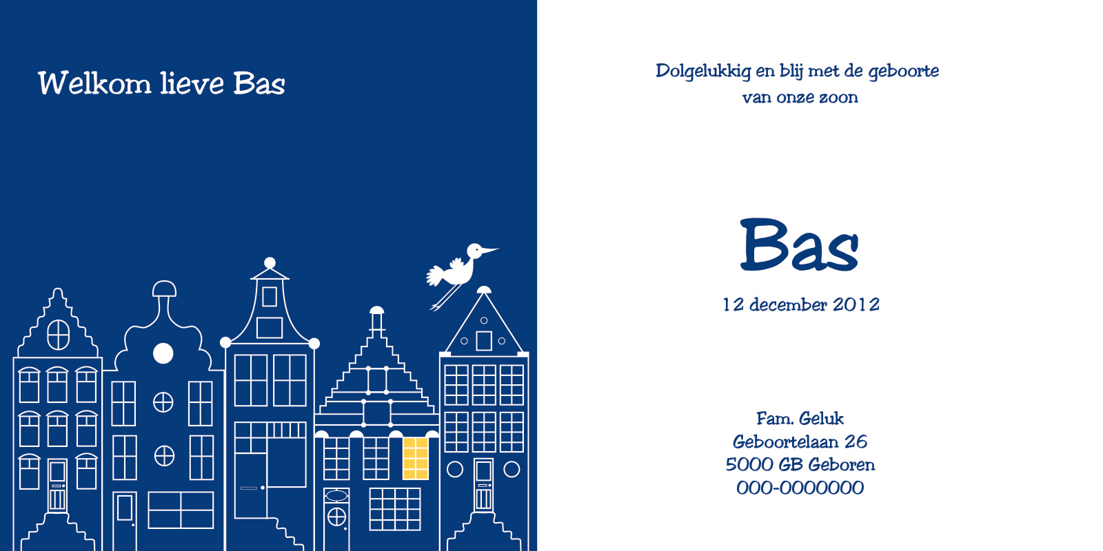 geboortekaartje Bas - geboortekaartjes – babykaartjes – geboorte kaartje – hippegeboortekaartjes