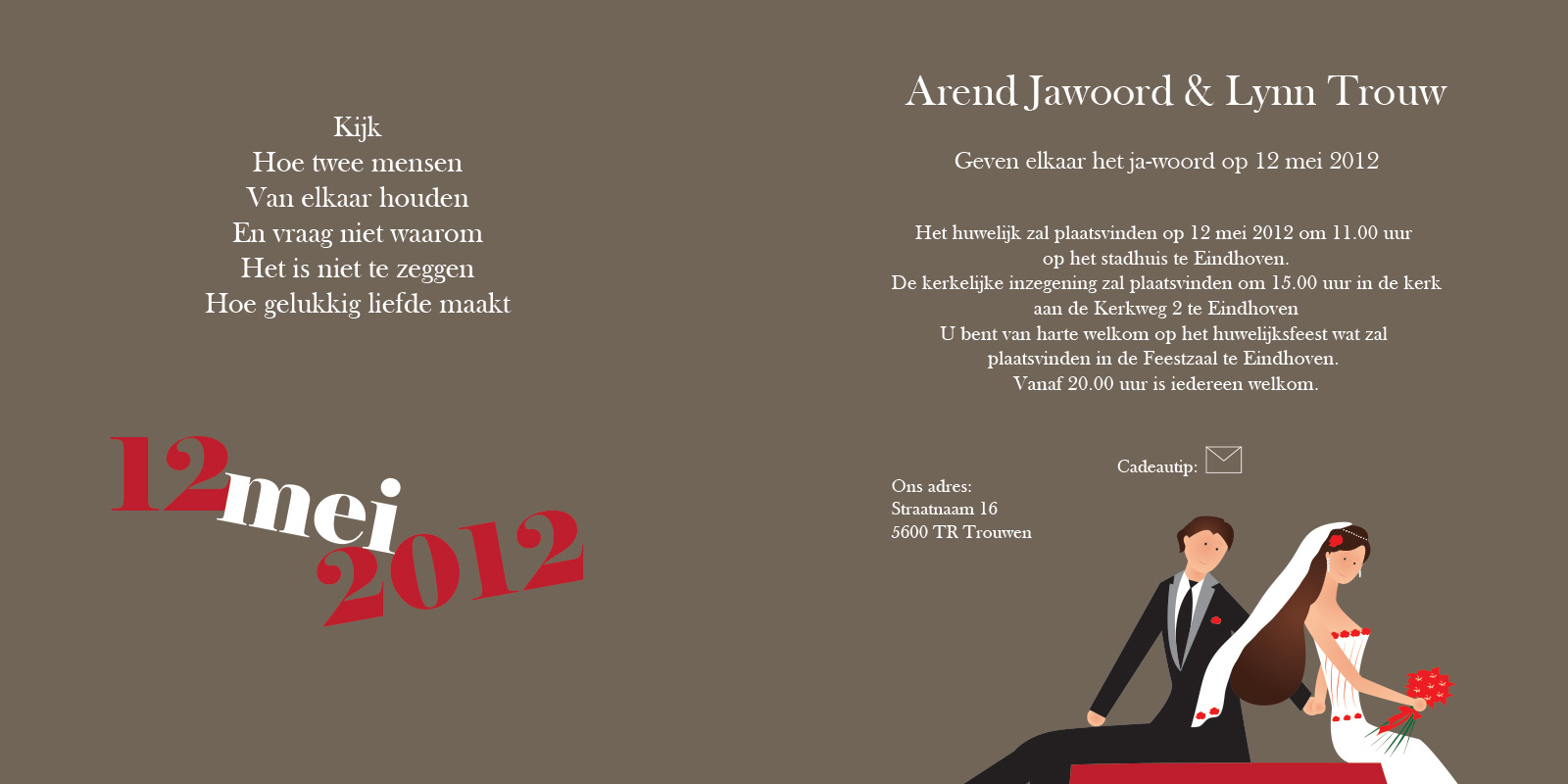 Trouwkaart 20 - trouwkaarten ontwerpen - huwelijksuitnodigingen - uitnodiging bruiloft - huwelijkskaart