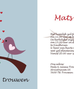 Trouwkaart 4 - trouwkaarten ontwerpen - huwelijksuitnodigingen - uitnodiging bruiloft - huwelijkskaart