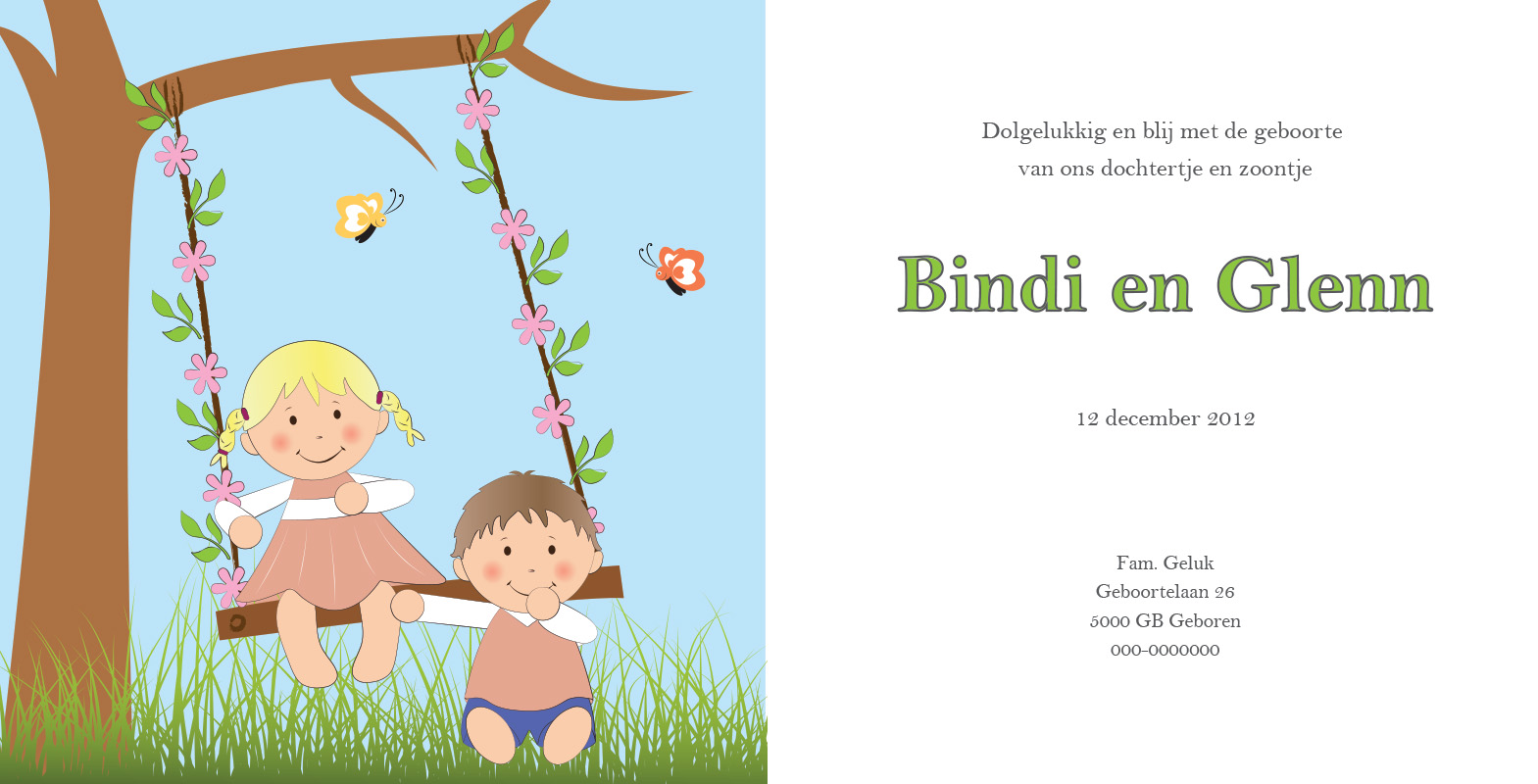 geboortekaartje Bindi-Glenn - geboortekaartjes – babykaartjes – geboorte kaartje – hippegeboortekaartjes