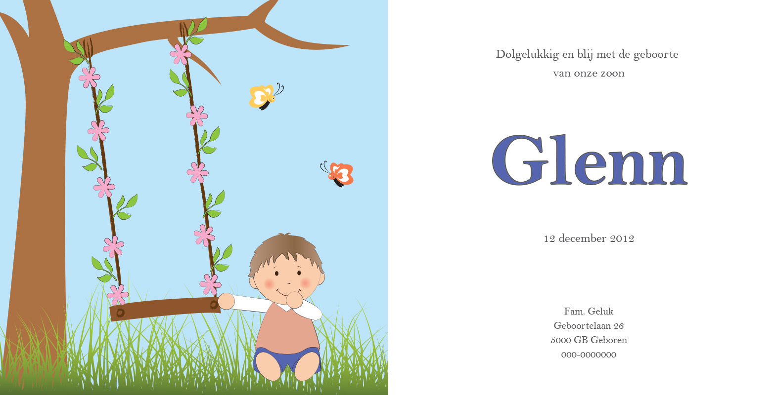 geboortekaartje Glenn - geboortekaartjes – babykaartjes – geboorte kaartje – hippegeboortekaartjes