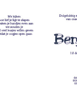 geboortekaartje Benjamin - geboortekaartjes – babykaartjes – geboorte kaartje – hippegeboortekaartjes