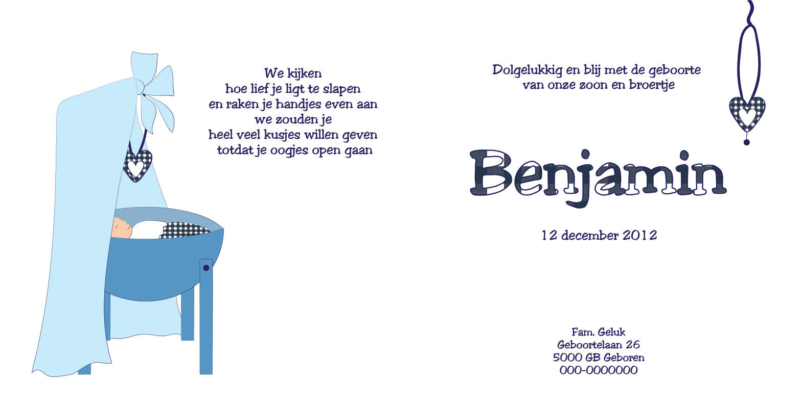 geboortekaartje Benjamin - geboortekaartjes – babykaartjes – geboorte kaartje – hippegeboortekaartjes