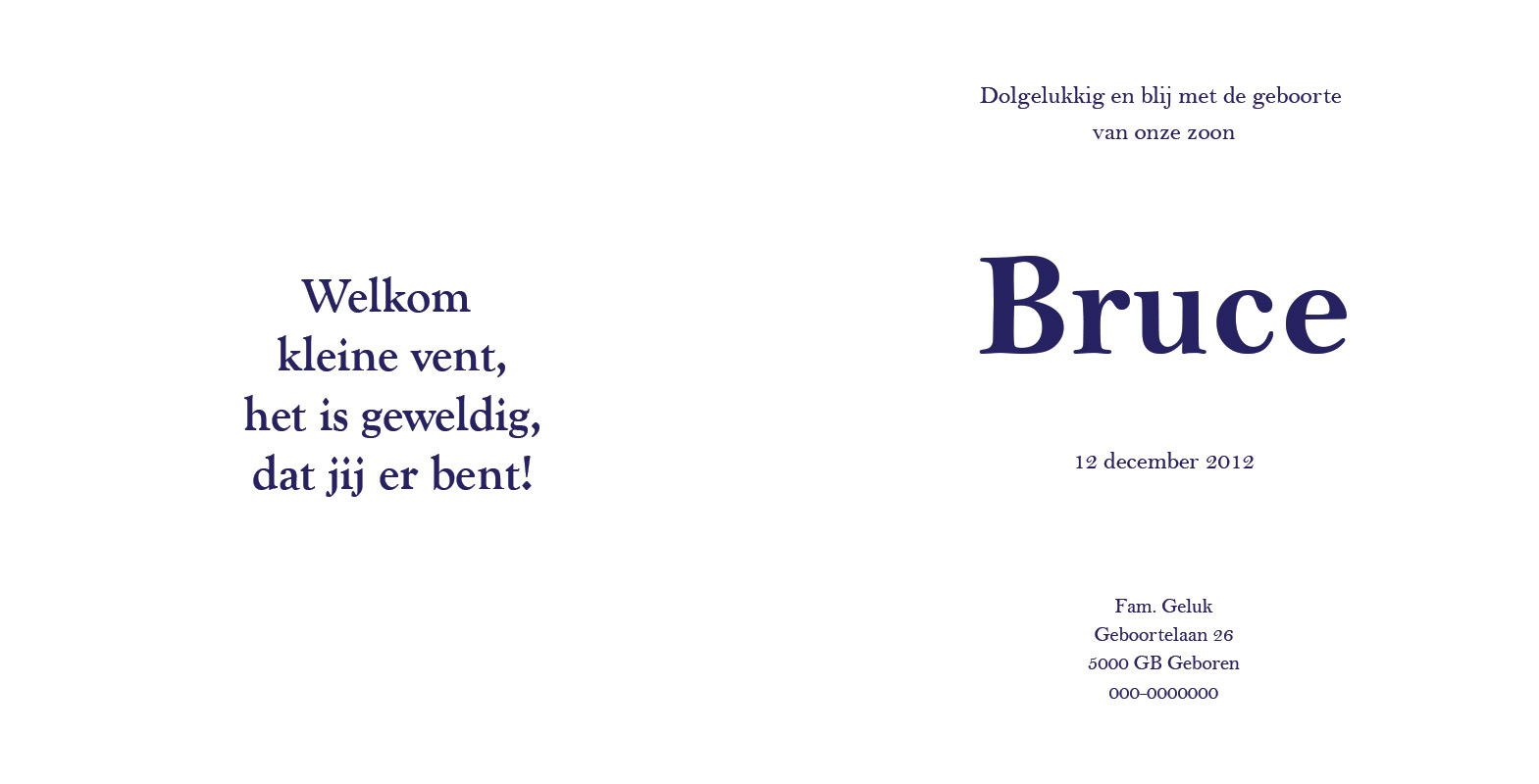 geboortekaartje Bruce - geboortekaartjes – babykaartjes – geboortekaart– hippegeboortekaartjes