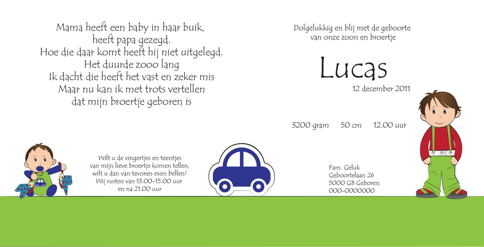 geboortekaartje Lucas - geboortekaartjes – babykaartjes – geboorte kaartje – hippegeboortekaartjes