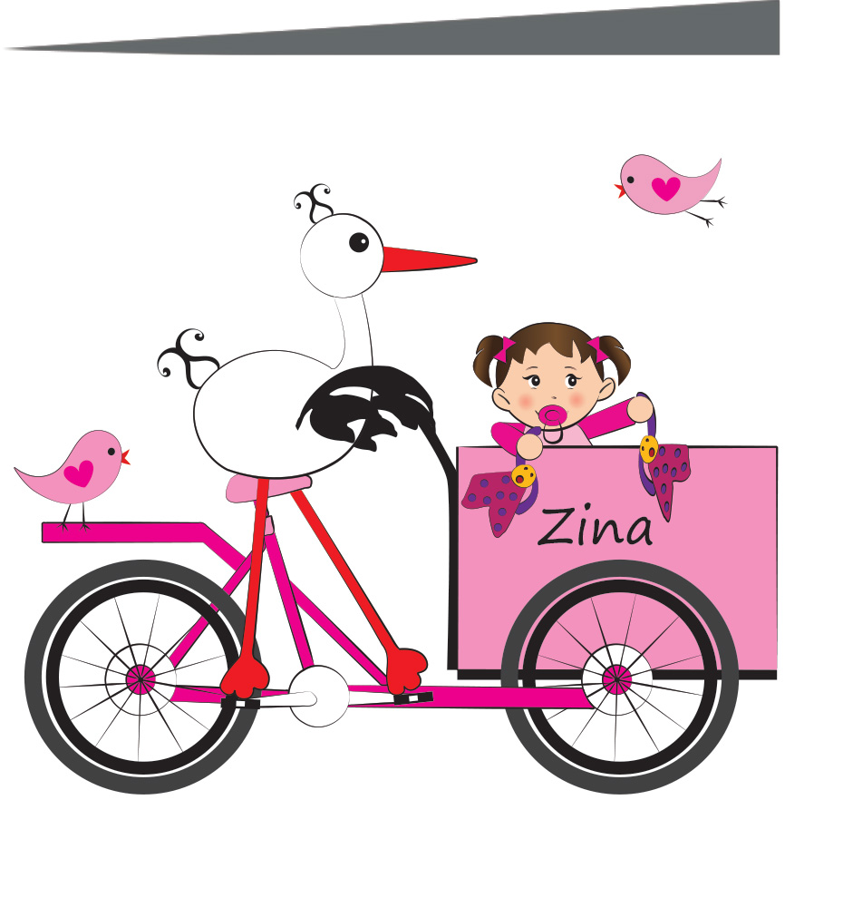 Geboortekaartje Zina - geboortekaartjes – babykaartjes – geboortekaart– hippegeboortekaartjes