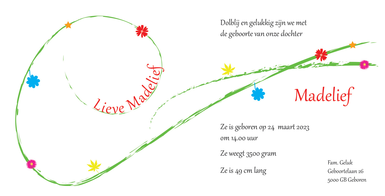 Geboortekaartje Madelief - Afbeelding 2