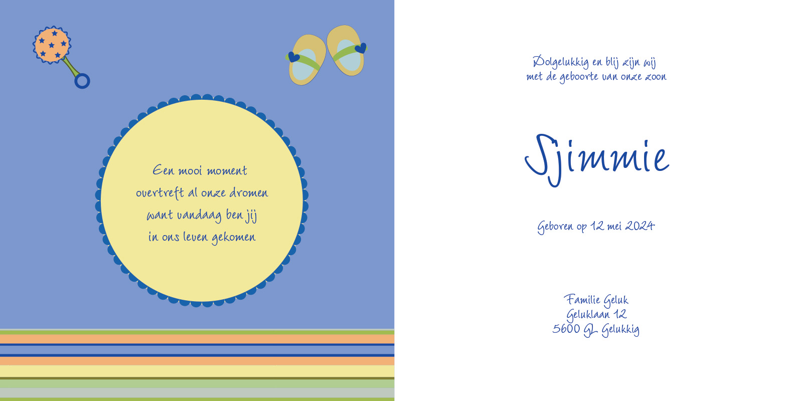 Geboortekaartje Sjimmie - geboortekaartjes – babykaartjes – geboortekaart– hippegeboortekaartjes