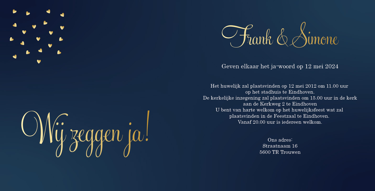 Trouwkaart 35 - trouwkaarten ontwerpen - huwelijksuitnodigingen - uitnodiging bruiloft - huwelijkskaart