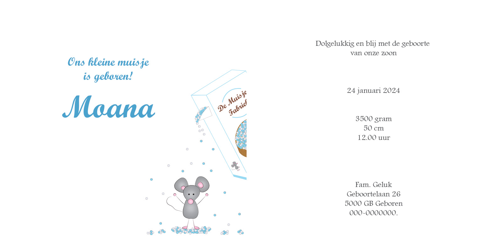Geboortekaartje Moana - geboortekaartjes – babykaartjes – geboortekaart– hippegeboortekaartjes