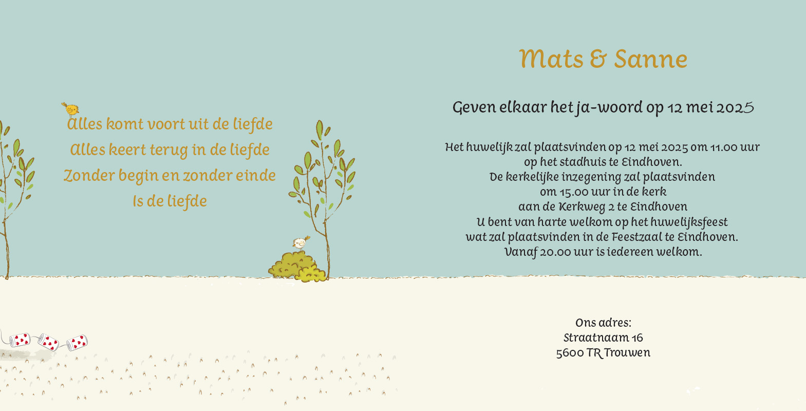 Trouwkaart 40 - trouwkaarten ontwerpen - huwelijksuitnodigingen - uitnodiging bruiloft - huwelijkskaart