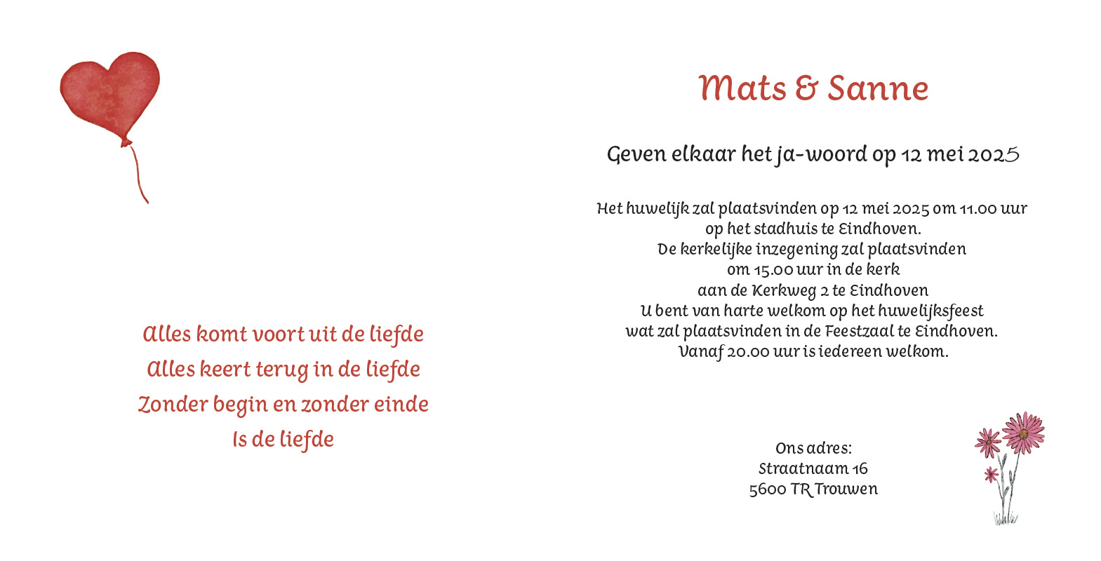 Trouwkaart 42 - trouwkaarten ontwerpen - huwelijksuitnodigingen - uitnodiging bruiloft - huwelijkskaart
