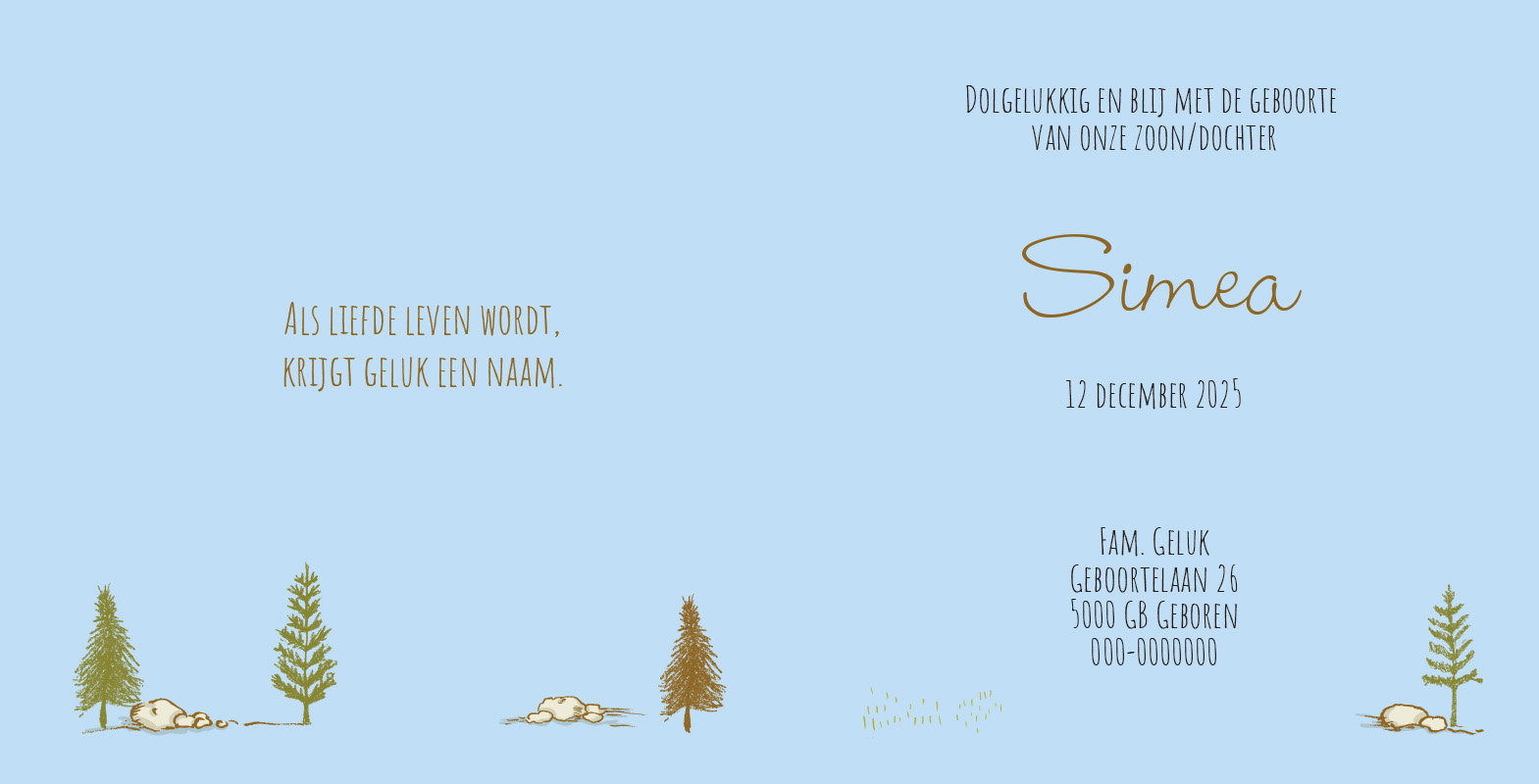 Geboortekaartje Simea - geboortekaartjes – babykaartjes – geboortekaart– hippegeboortekaartjes