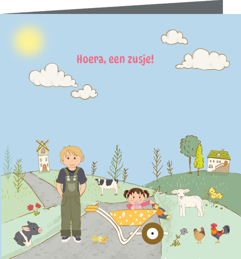 Geboortekaartje Arieke – geboortekaartjes broertje – babykaartjes – geboortekaart– hippegeboortekaartjes