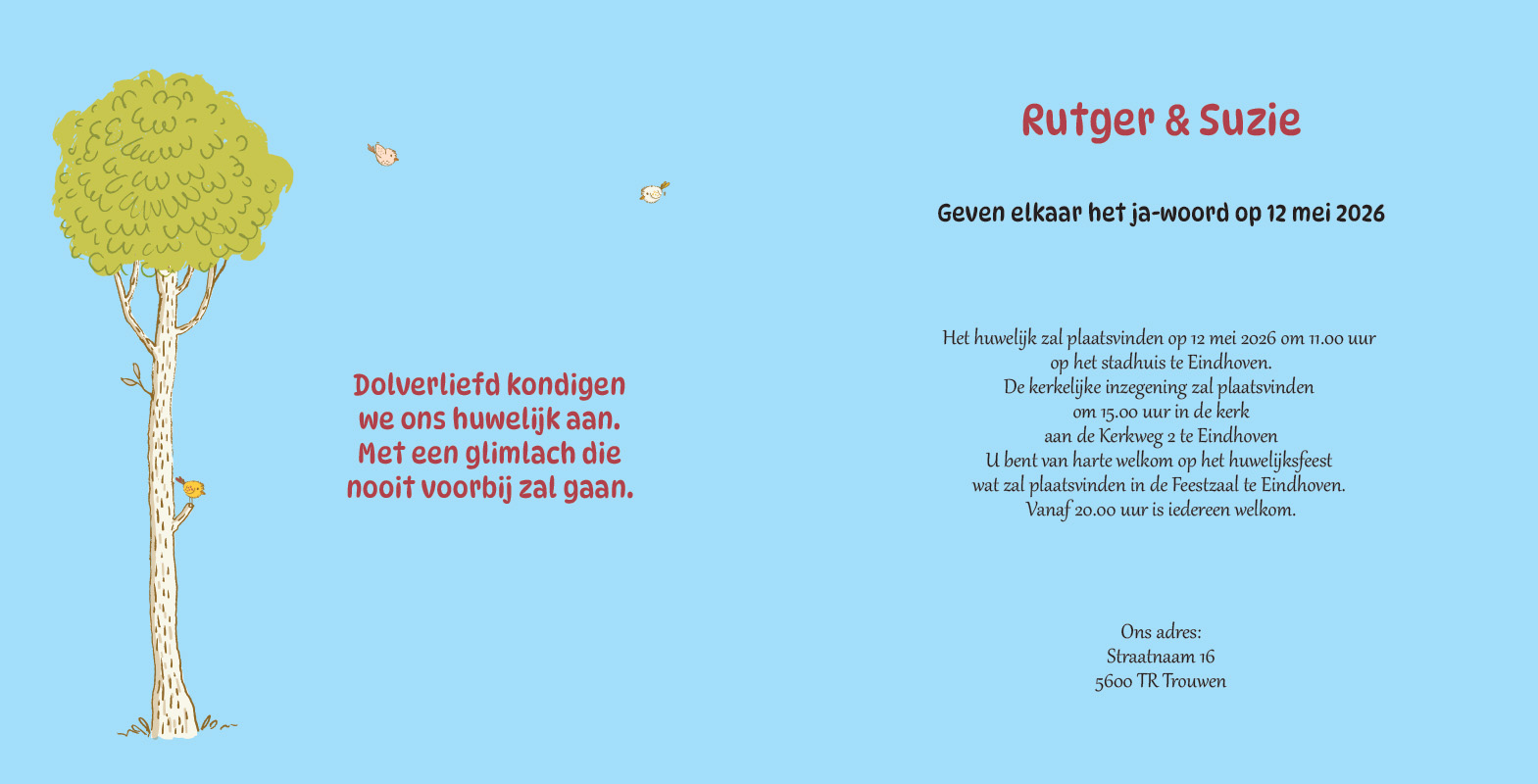 Trouwkaart 51 - trouwkaarten ontwerpen - trouwkaartjes - uitnodiging bruiloft - huwelijkskaart